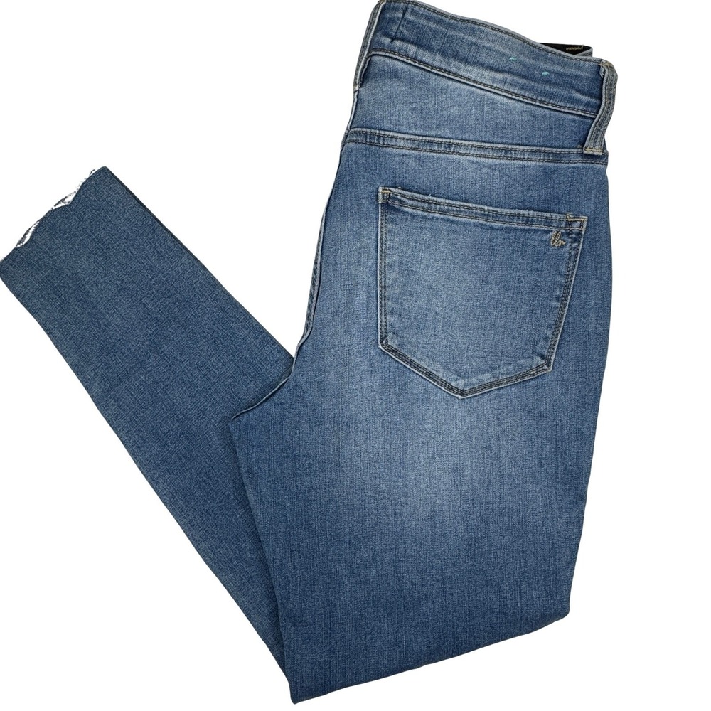 LuLaRoe Distressed Skinny Jeans Women's 28 Blue Stretch Denim Raw‎ Hem 30x26.5